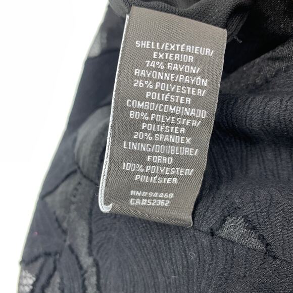Vera Wang Dress Women's Size 4 Black Leaf Print V-Neck A-Line *FLAW READ - Picture 6 of 6